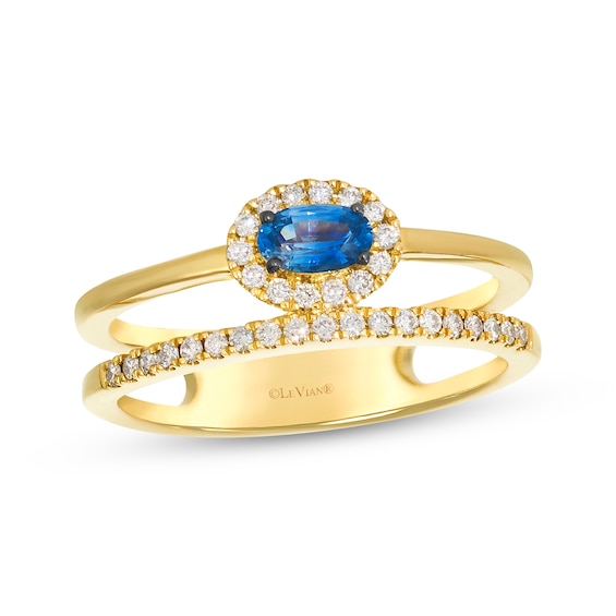 Le Vian Oval-Cut Blue Sapphire Ring 1/5 ct tw Diamonds 14K Honey Gold