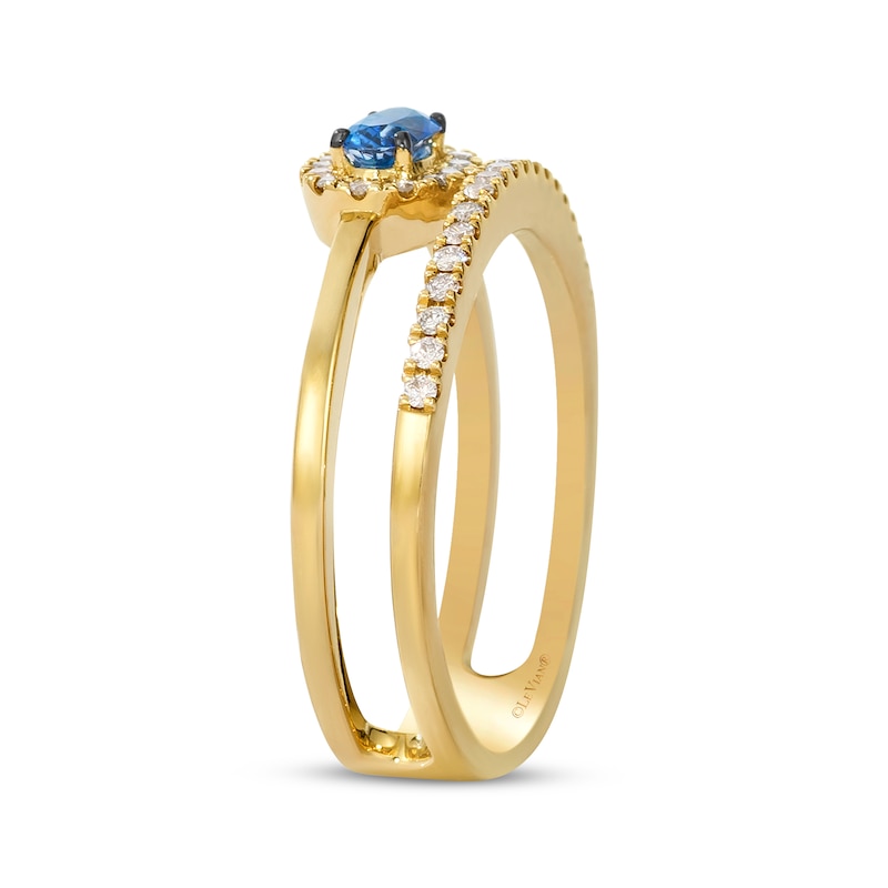 Main Image 2 of Le Vian Oval-Cut Blue Sapphire Ring 1/5 ct tw Diamonds 14K Honey Gold
