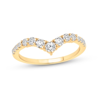 Now + Forever Lab-Grown Diamonds Graduated Chevron Anniversary Ring 1/2 ct tw 14K Yellow Gold
