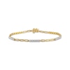 Thumbnail Image 1 of STUDIO BY KAY Lab-Grown Diamond & Rectangle Link Bracelet 1/4 ct tw 24K Yellow Gold Vermeil Sterling Silver 7"