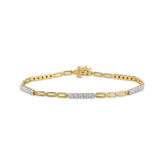 STUDIO BY KAY Lab-Grown Diamond & Rectangle Link Bracelet 1/4 ct tw 24K Yellow Gold Vermeil Sterling Silver 7"