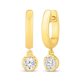 KAY Lab-Grown Diamonds Solitaire Dangle Hoop Earrings 1/2 ct tw 10K Yellow Gold (F/SI2)