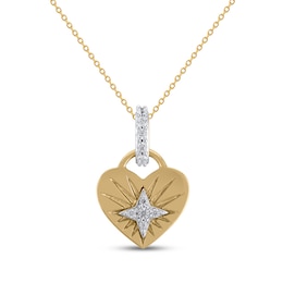 STUDIO BY KAY Diamond Sunburst Heart-Shaped Lock Necklace 1/10 ct tw 24K Yellow Gold Vermeil Sterling Silver 18"