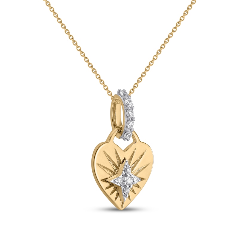 Main Image 2 of STUDIO BY KAY Diamond Sunburst Heart-Shaped Lock Necklace 1/10 ct tw 24K Yellow Gold Vermeil Sterling Silver 18"