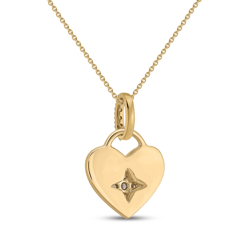 Main Image 3 of STUDIO BY KAY Diamond Sunburst Heart-Shaped Lock Necklace 1/10 ct tw 24K Yellow Gold Vermeil Sterling Silver 18"