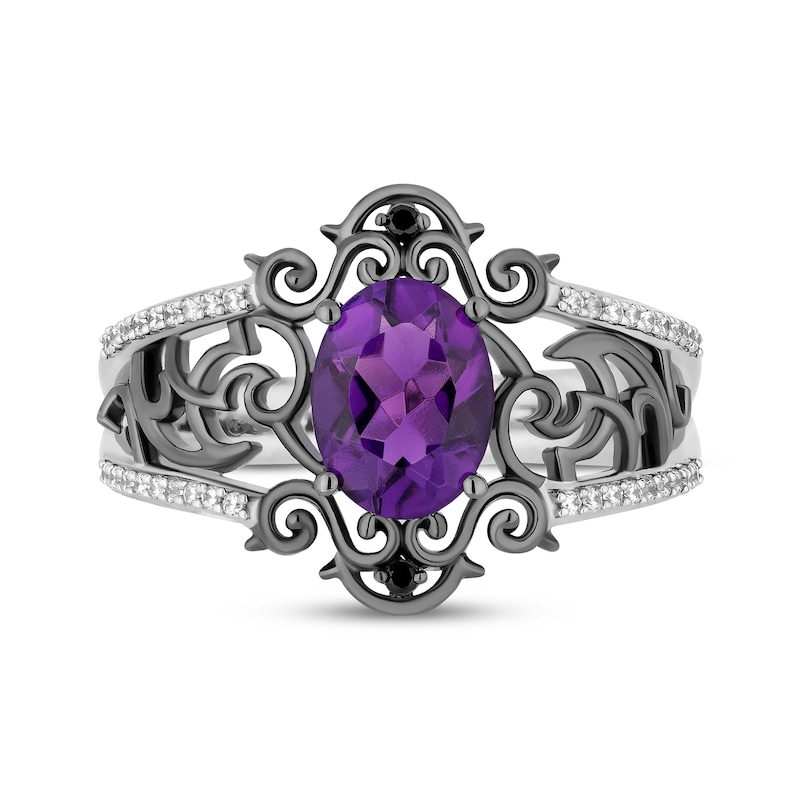 Main Image 4 of Disney Treasures The Nightmare Before Christmas Oval-Cut Amethyst & Diamond Ring 1/10 ct tw Sterling Silver