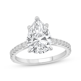 Lab-Grown Diamonds Pear-Shaped Engagement Ring 2-3/4 ct tw Platinum