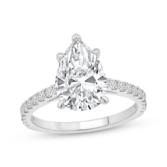 Lab-Grown Diamonds Pear-Shaped Engagement Ring 2-3/4 ct tw Platinum
