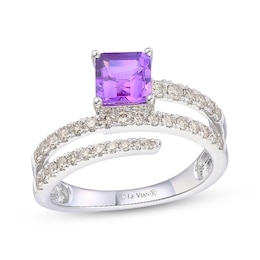 Le Vian Good Karma Square Emerald-Cut Amethyst Bypass Ring 1/2 ct tw Diamonds 14K Vanilla Gold