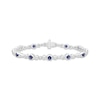 Thumbnail Image 1 of KAY Lab-Grown Diamonds & Blue Lab-Created Sapphire Station Bracelet 1-1/2 ct tw Sterling Silver 7.25"
