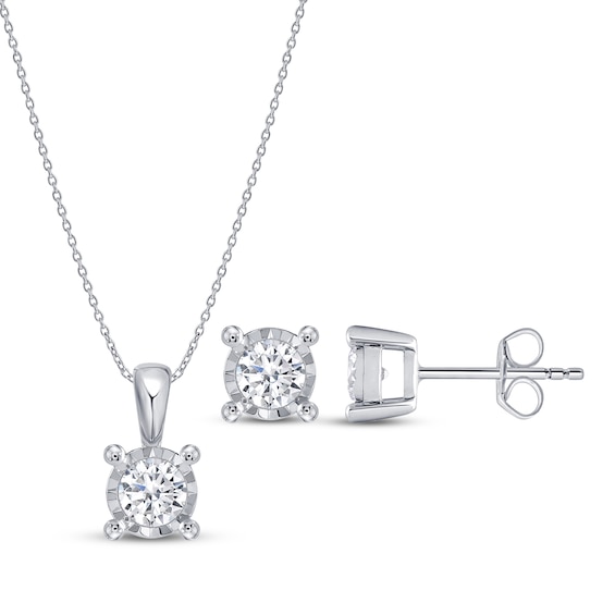 Radiant Reflections Round-Cut Lab-Grown Diamond Solitaire Gift Set 1 ct tw Sterling Silver (I/SI2)