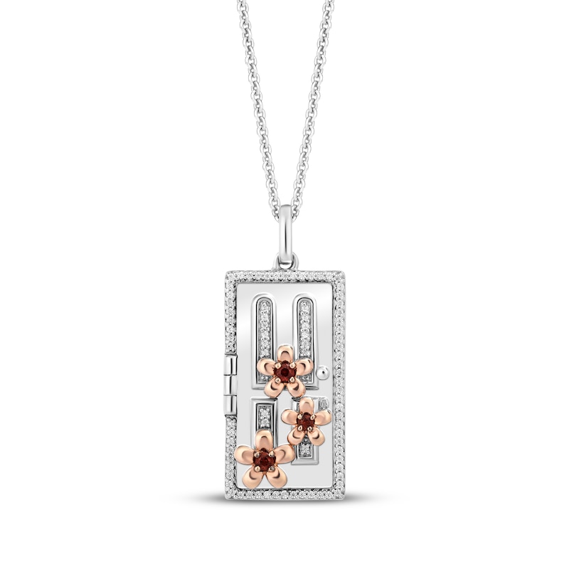 Main Image 1 of Disney Treasures Monsters, Inc "Sulley" Garnet, Amethyst & Diamond Necklace 1/6 ct tw Sterling Silver & 10K Rose Gold 19"