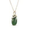 Thumbnail Image 2 of Pear-Shaped Nephrite Jade & Diamond Snake Necklace 1/15 ct tw 14K Yellow Gold 18"