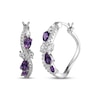 Thumbnail Image 1 of Multi-Shape Amethyst & White Lab-Created Sapphire Swirl Hoop Earrings Sterling Silver