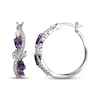Thumbnail Image 3 of Multi-Shape Amethyst & White Lab-Created Sapphire Swirl Hoop Earrings Sterling Silver