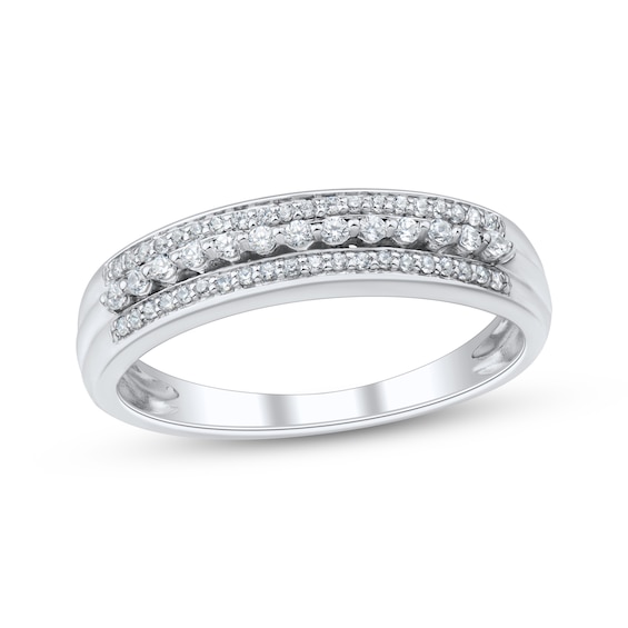 Diamond Three-Row Anniversary Ring 1/4 ct tw 10K White Gold