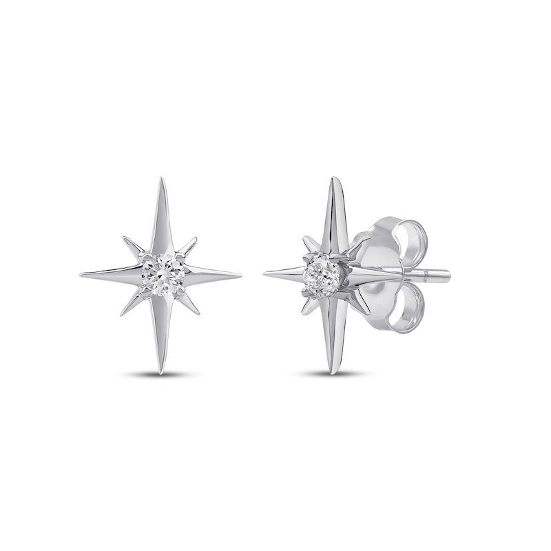 Main Image 1 of KAY Lab-Grown Diamonds Solitaire Star Stud Earrings 1/10 ct tw Sterling Silver