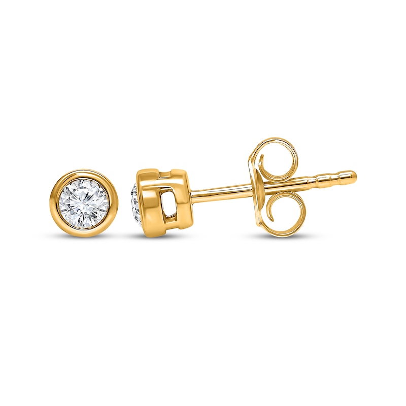 Main Image 1 of KAY Lab-Grown Diamonds Bezel-Set Solitaire Stud Earrings 1/4 ct tw 10K Yellow Gold (F/SI2)