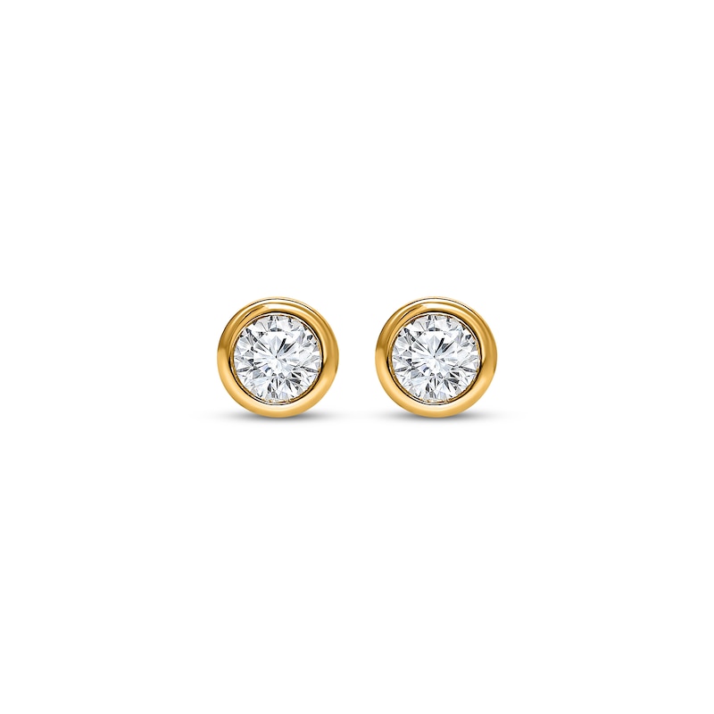 Main Image 2 of KAY Lab-Grown Diamonds Bezel-Set Solitaire Stud Earrings 1/4 ct tw 10K Yellow Gold (F/SI2)