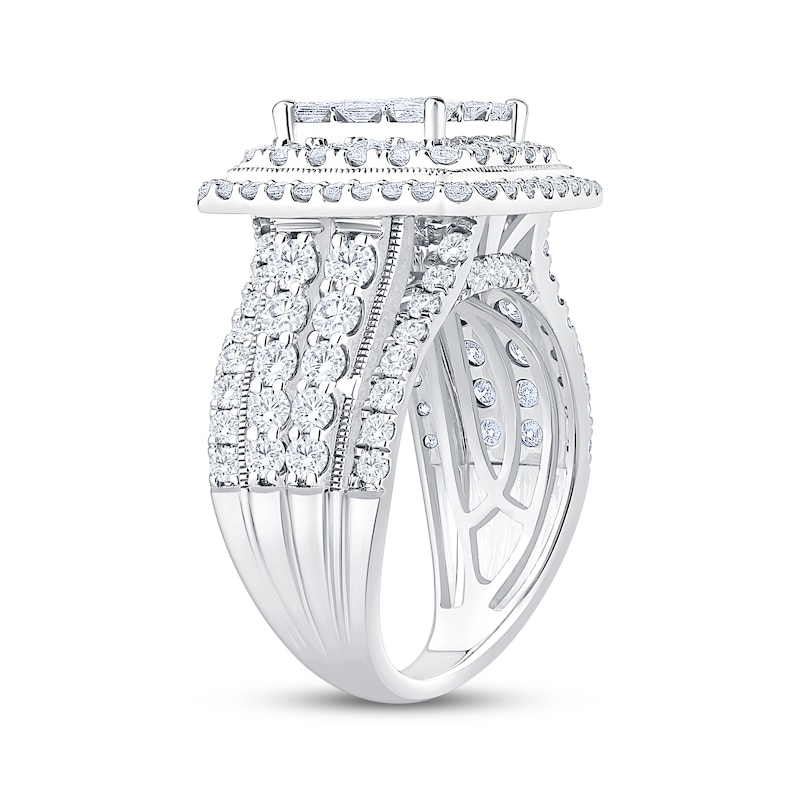 Main Image 2 of Now + Forever Princess-Cut Multi-Diamond Double Halo Engagement Ring 3 ct tw 10K White Gold