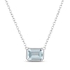Thumbnail Image 1 of Emerald-Cut Aquamarine Bezel-Set Solitaire Necklace Sterling Silver 18"