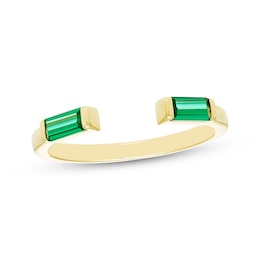 STUDIO BY KAY Baguette-Cut Lab-Created Emerald Deconstructed Ring 24K Yellow Gold Vermeil Sterling Silver