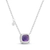 Thumbnail Image 3 of Cushion-Cut Amethyst & White Lab-Created Sapphire Solitaire Hidden Halo Necklace Sterling Silver 18"