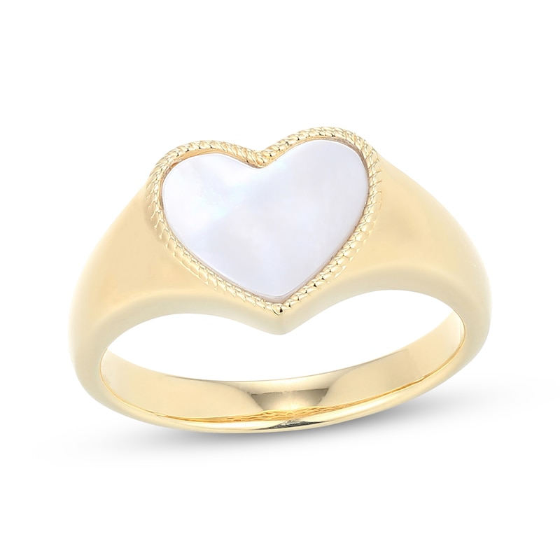 Main Image 1 of STUDIO BY KAY Heart-Shaped Mother-of-Pearl Twist Frame Ring 24K Yellow Gold Vermeil Sterling Silver