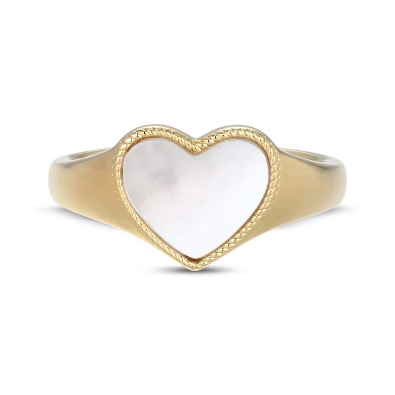 Main Image 3 of STUDIO BY KAY Heart-Shaped Mother-of-Pearl Twist Frame Ring 24K Yellow Gold Vermeil Sterling Silver
