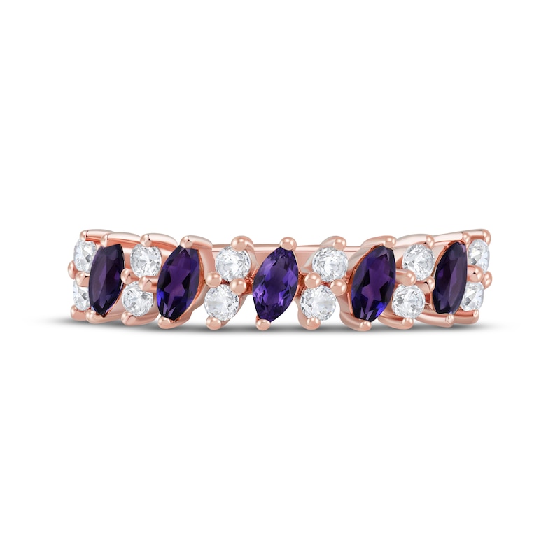 Main Image 3 of Now + Forever Marquise-Cut Amethyst & Round-Cut Diamond Anniversary Ring 1/5 ct tw 10K White Gold