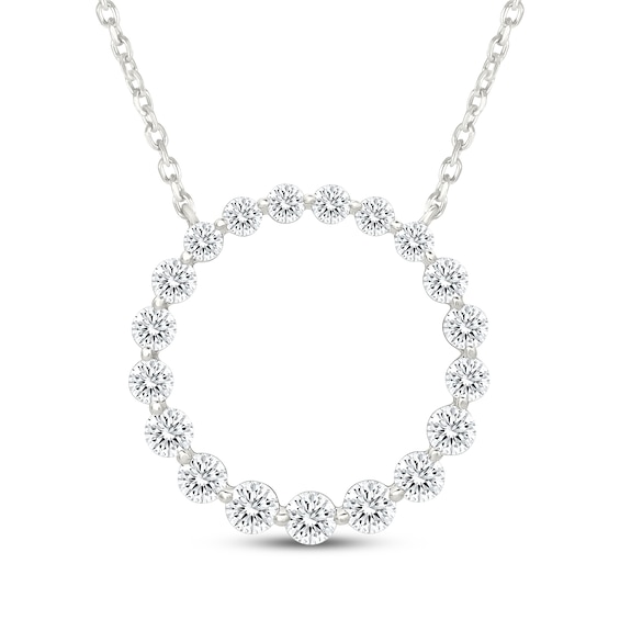 KAY Lab-Grown Diamonds Graduated Circle Necklace 1 ct tw Sterling Silver 18"