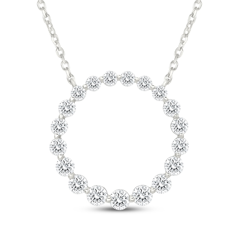 Main Image 1 of KAY Lab-Grown Diamonds Graduated Circle Necklace 1 ct tw Sterling Silver 18"