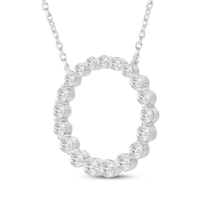 Main Image 2 of KAY Lab-Grown Diamonds Graduated Circle Necklace 1 ct tw Sterling Silver 18"