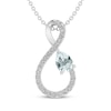 Thumbnail Image 1 of Pear-Shaped Aquamarine & White Lab-Created Sapphire Infinity Necklace Sterling Silver 18"