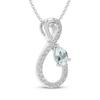 Thumbnail Image 2 of Pear-Shaped Aquamarine & White Lab-Created Sapphire Infinity Necklace Sterling Silver 18"