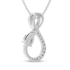 Thumbnail Image 3 of Pear-Shaped Aquamarine & White Lab-Created Sapphire Infinity Necklace Sterling Silver 18"