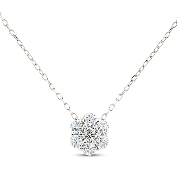 KAY Lab-Grown Diamonds Flower Necklace 1/2 ct tw Sterling Silver 18"