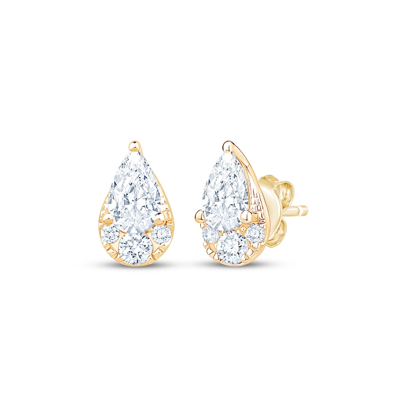 Main Image 1 of KAY Lab-Grown Diamonds Pear-Shaped Multi-Stone Teardrop Stud Earrings 1 ct tw 10K Yellow Gold