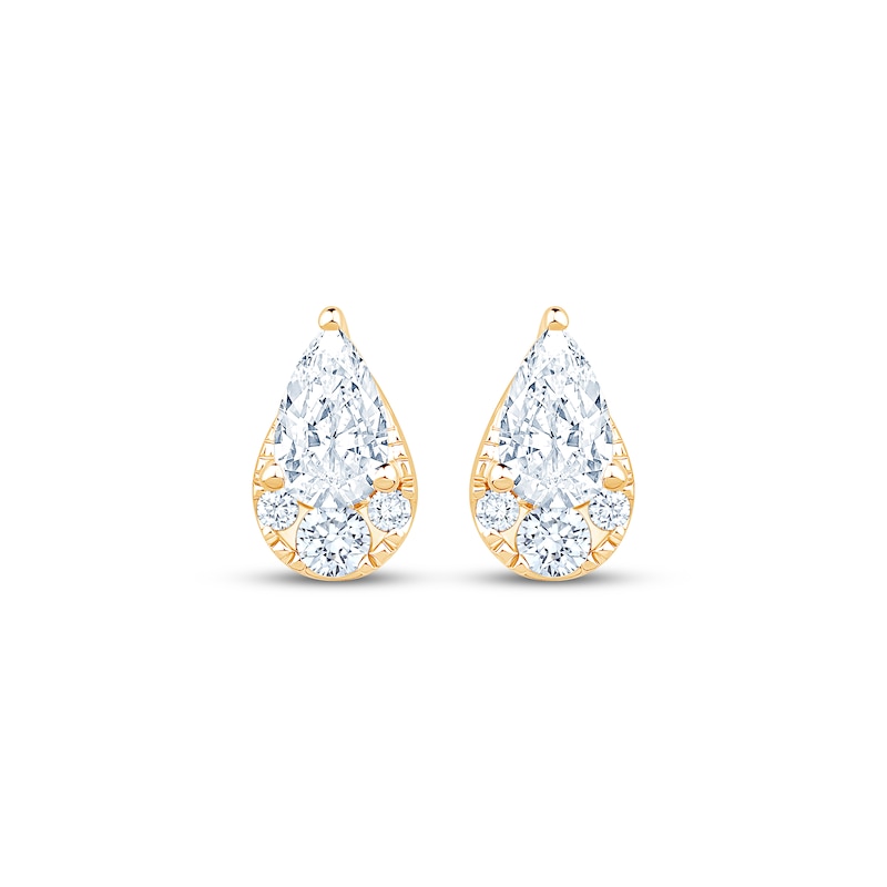 Main Image 2 of KAY Lab-Grown Diamonds Pear-Shaped Multi-Stone Teardrop Stud Earrings 1 ct tw 10K Yellow Gold