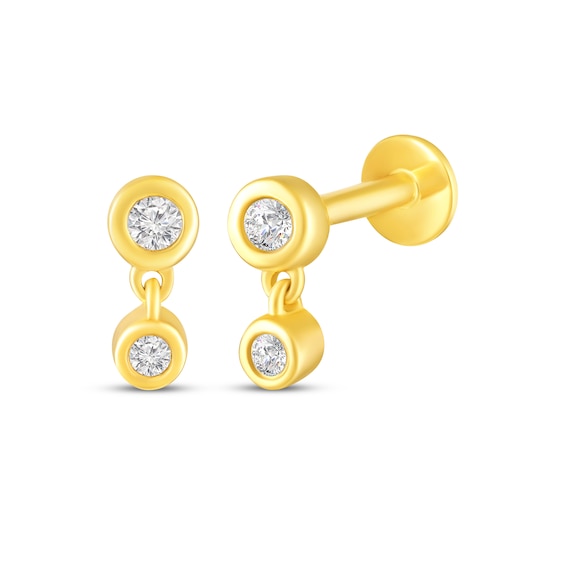 KAY Lab-Grown Diamonds Bezel-Set Two-Stone Dangle Stud Earrings 1/10 ct tw 10K Yellow Gold