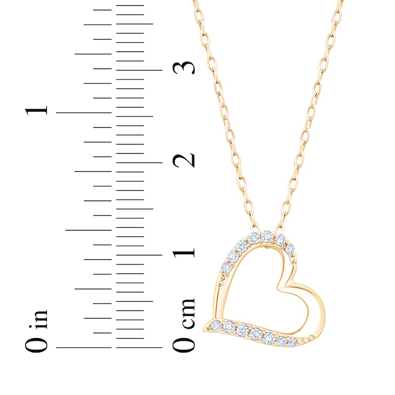 Main Image 6 of Diamond Tilted Heart Necklace 1/8 ct tw 10K Yellow Gold 18"