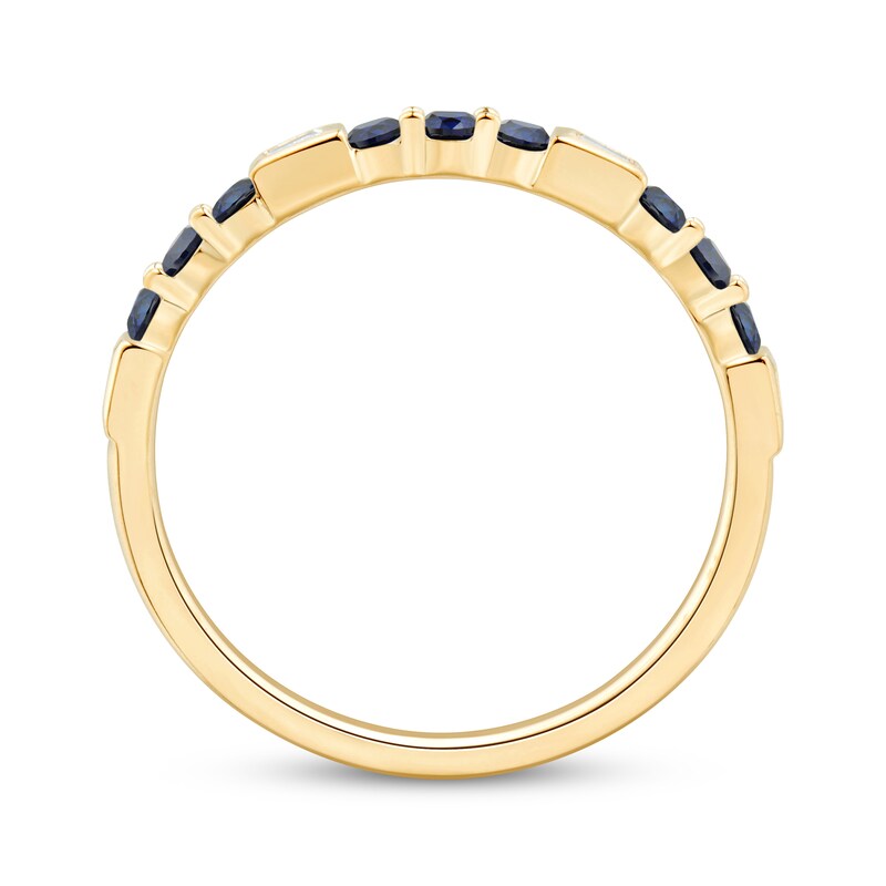 Main Image 2 of Now + Forever Blue Sapphire & Baguette-Cut Diamond Anniversary Ring 1/20 ct tw 10K Yellow Gold