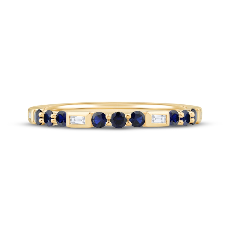 Main Image 3 of Now + Forever Blue Sapphire & Baguette-Cut Diamond Anniversary Ring 1/20 ct tw 10K Yellow Gold