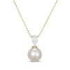 Thumbnail Image 1 of KAY Lab-Grown Diamonds Cultured Pearl Drop Necklace 3/8 ct tw 10K Yellow Gold 18"