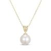 Thumbnail Image 3 of KAY Lab-Grown Diamonds Cultured Pearl Drop Necklace 3/8 ct tw 10K Yellow Gold 18"