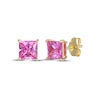 Thumbnail Image 1 of STUDIO BY KAY Square-Cut Pink Lab-Created Sapphire Solitaire Stud Earrings 24K Yellow Gold Vermeil Sterling Silver
