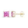Thumbnail Image 3 of STUDIO BY KAY Square-Cut Pink Lab-Created Sapphire Solitaire Stud Earrings 24K Yellow Gold Vermeil Sterling Silver