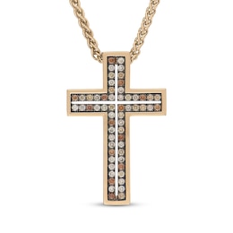 Neil Lane Desert Diamonds Men's Cross Necklace 1/2 ct tw 10K Yellow Gold 22"