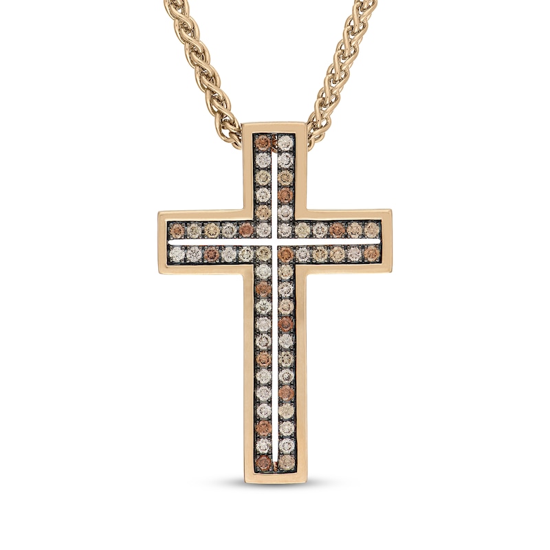 Main Image 1 of Neil Lane Desert Diamonds Men's Cross Necklace 1/2 ct tw 10K Yellow Gold 22"