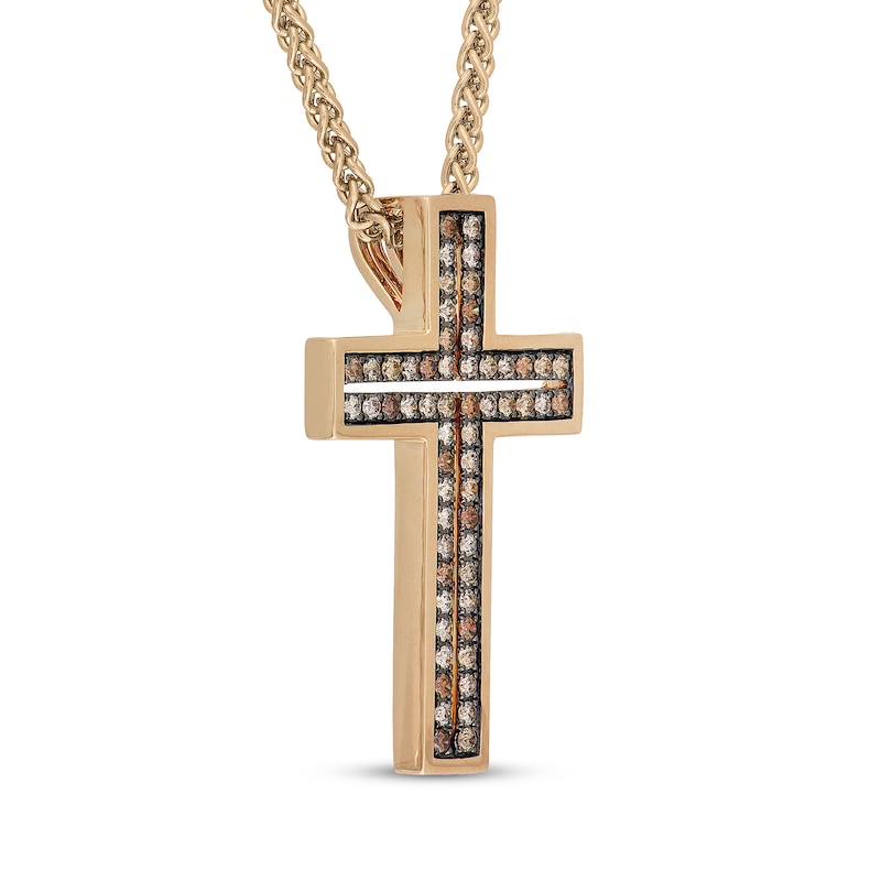 Main Image 2 of Neil Lane Desert Diamonds Men's Cross Necklace 1/2 ct tw 10K Yellow Gold 22"